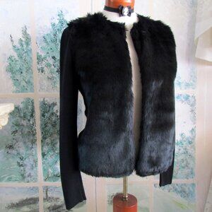 BLACK FAUX FUR JACKET, S, BANANA REPUBLIC NWOT